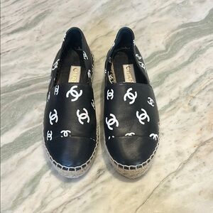 CHANEL Black and White Espadrilles